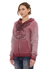 WL372 Kadın Sweatshirt Ceket – Ön Baskılı, Gradyan Kapüşonlu
