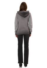 WL372 Kadın Sweatshirt Ceket – Ön Baskılı, Gradyan Kapüşonlu