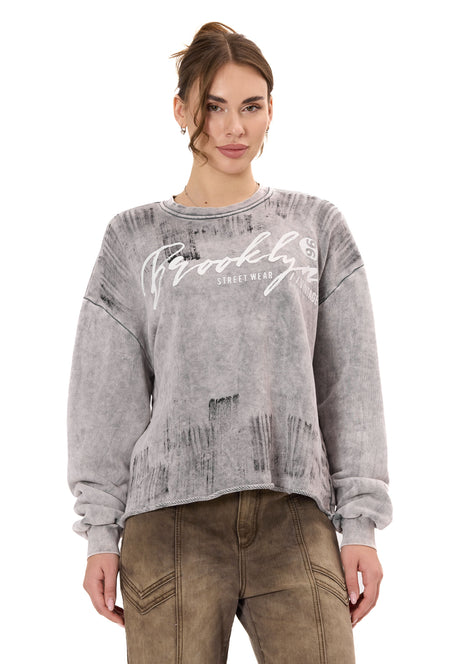 WL375 Kadın Sweatshirt - Sokak Giyim Fırça Tasarımı