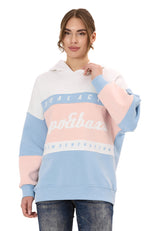 WL376 Kadın Kapüşonlu Sweatshirt – Renk Bloklu Tasarım “Visual Act” Ön Baskı