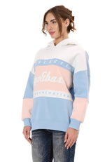 WL376 Kadın Kapüşonlu Sweatshirt – Renk Bloklu Tasarım “Visual Act” Ön Baskı