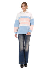 WL376 Kadın Kapüşonlu Sweatshirt – Renk Bloklu Tasarım “Visual Act” Ön Baskı