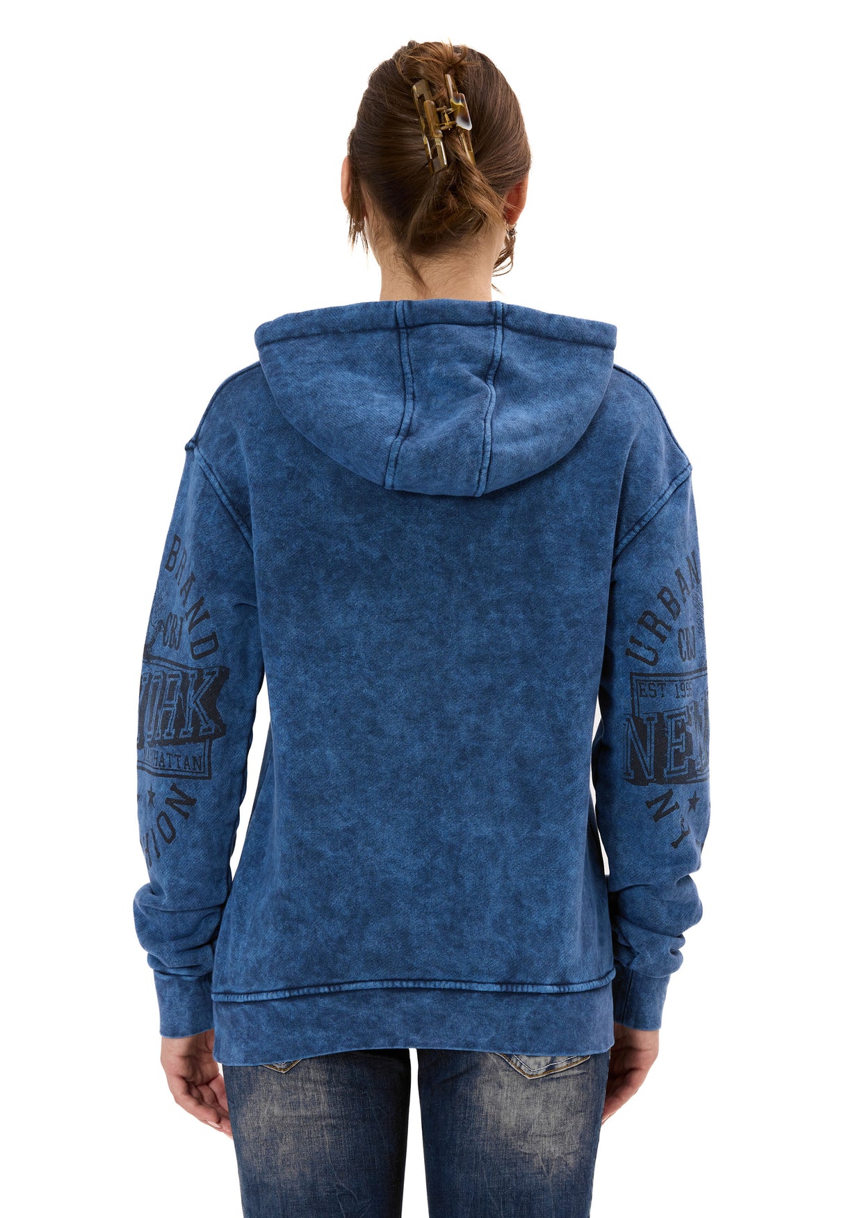 WL378 Kadın Kapüşonlu Sweatshirt - Vintage Yıkanmış Görünüm