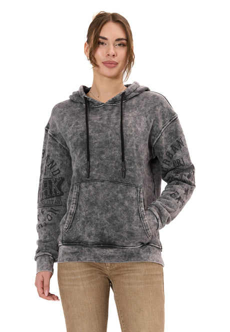 WL378 Kadın Kapüşonlu Sweatshirt - Vintage Yıkanmış Görünüm