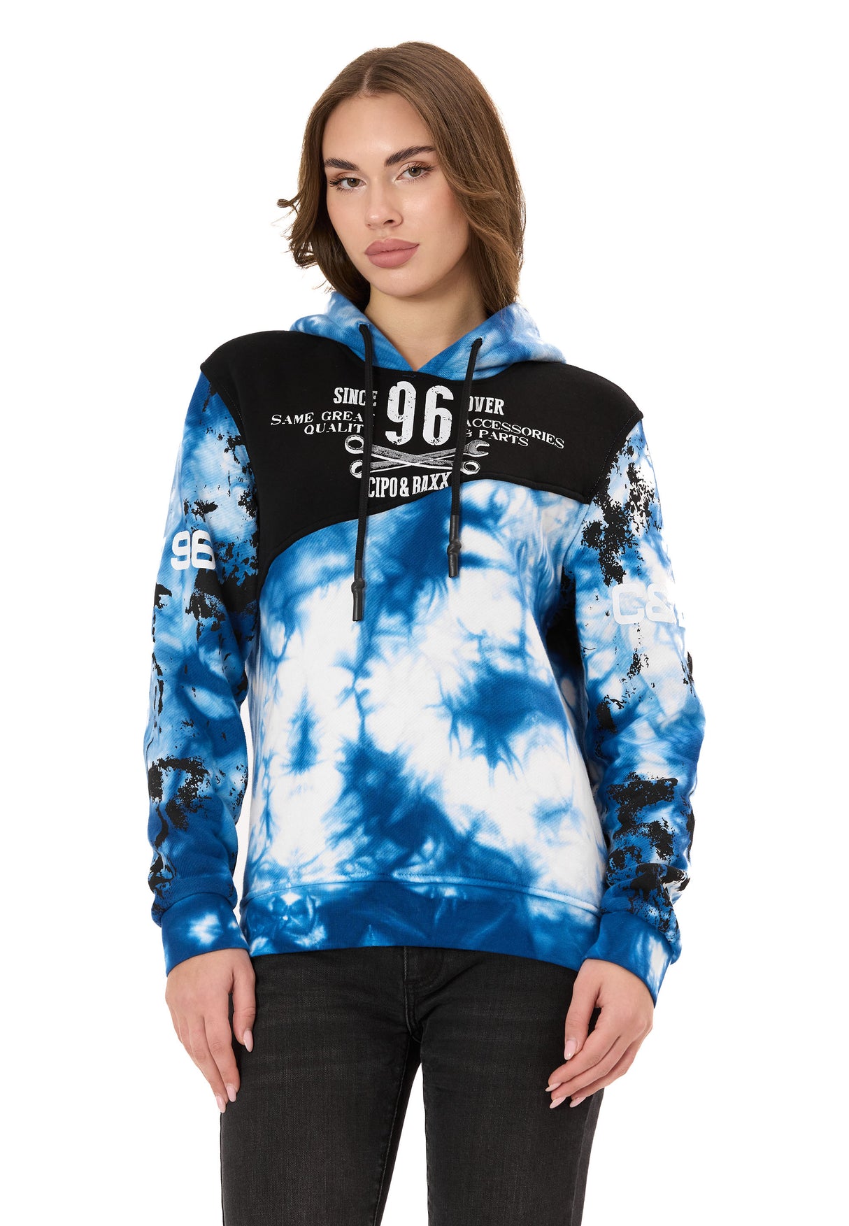 WL382 Kadın Kapüşonlu Sweatshirt – Batik desenli