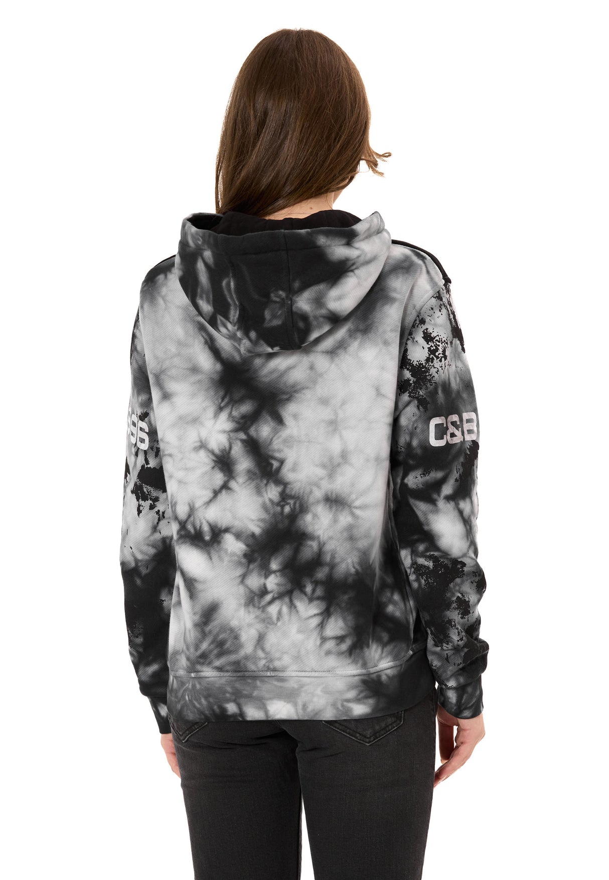 WL382 Kadın Kapüşonlu Sweatshirt – Batik desenli