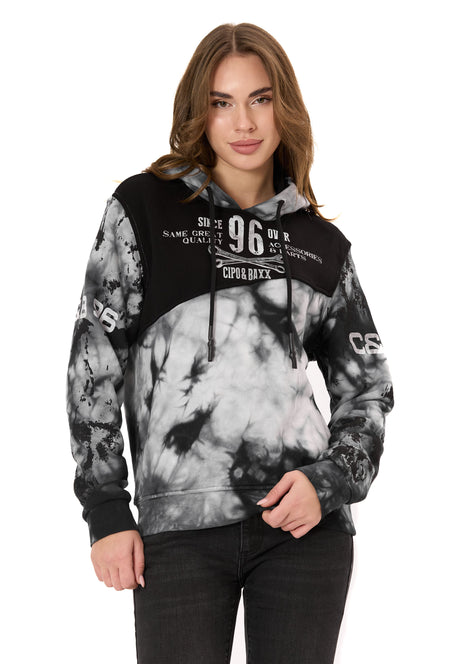 WL382 Kadın Kapüşonlu Sweatshirt – Batik desenli