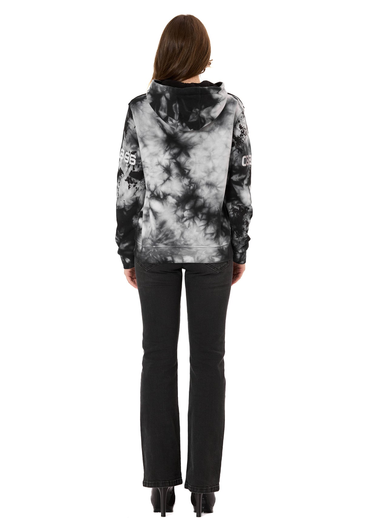 WL382 Kadın Kapüşonlu Sweatshirt – Batik desenli