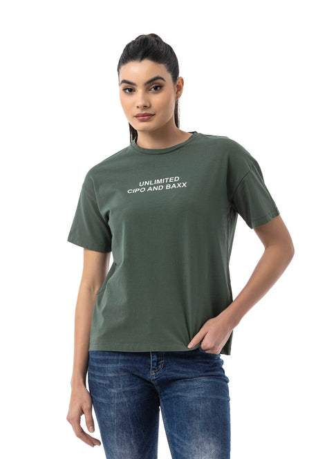 Kadın Regular Fit Baskılı Basic T-Shirt WT390