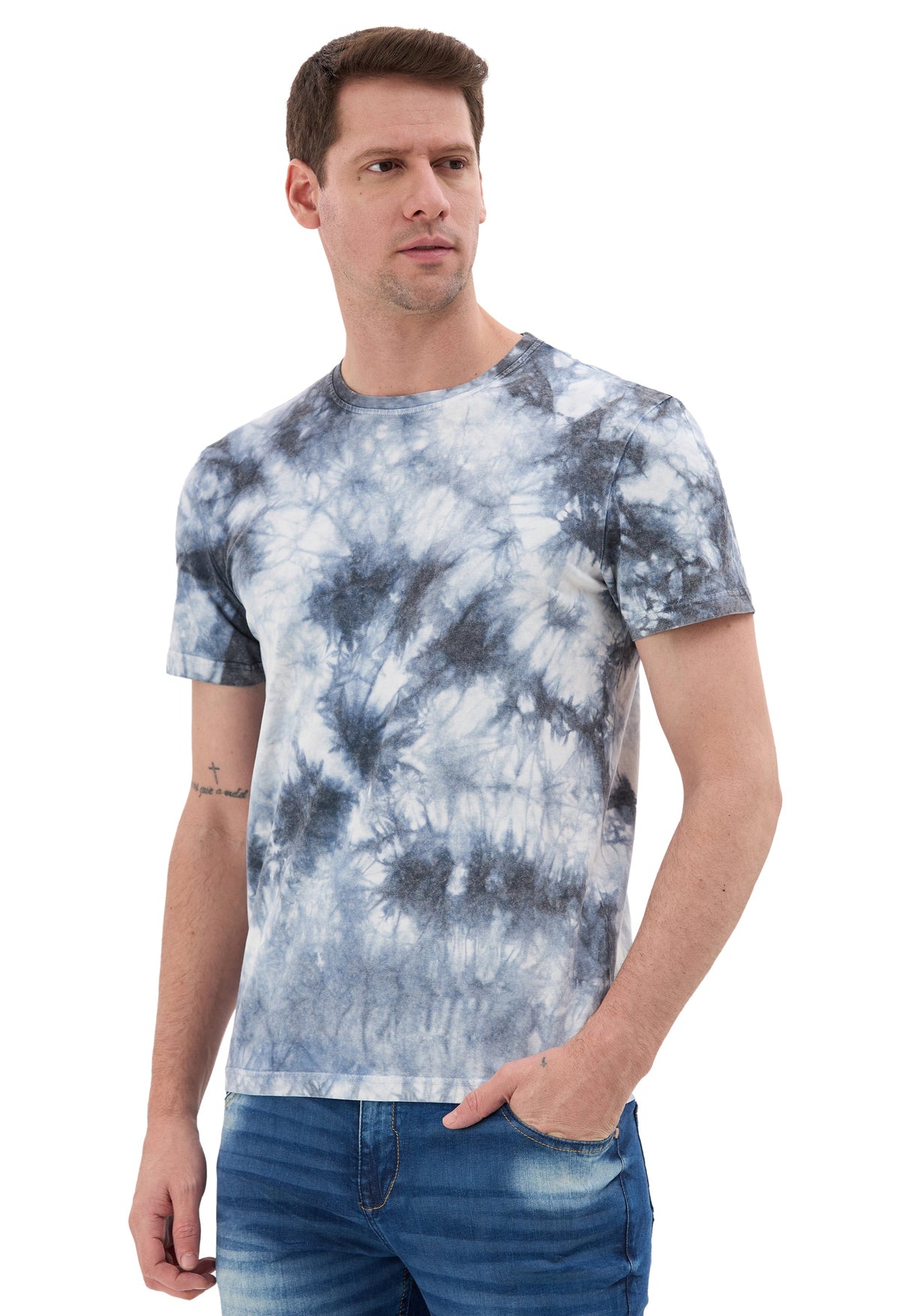 Batik Desenli Bisiklet Yaka Regular Fit Kısa Kollu Erkek T-shirt CT864