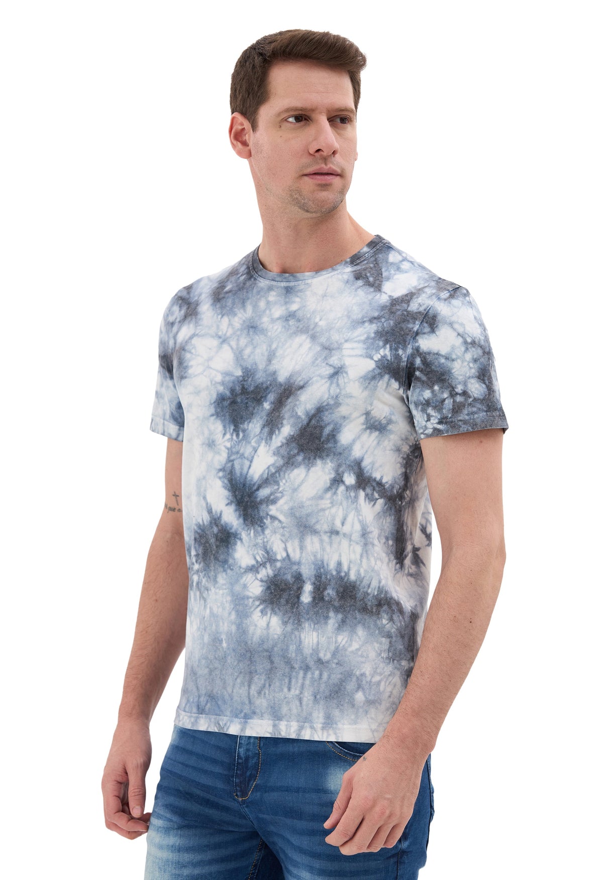 Batik Desenli Bisiklet Yaka Regular Fit Kısa Kollu Erkek T-shirt CT864