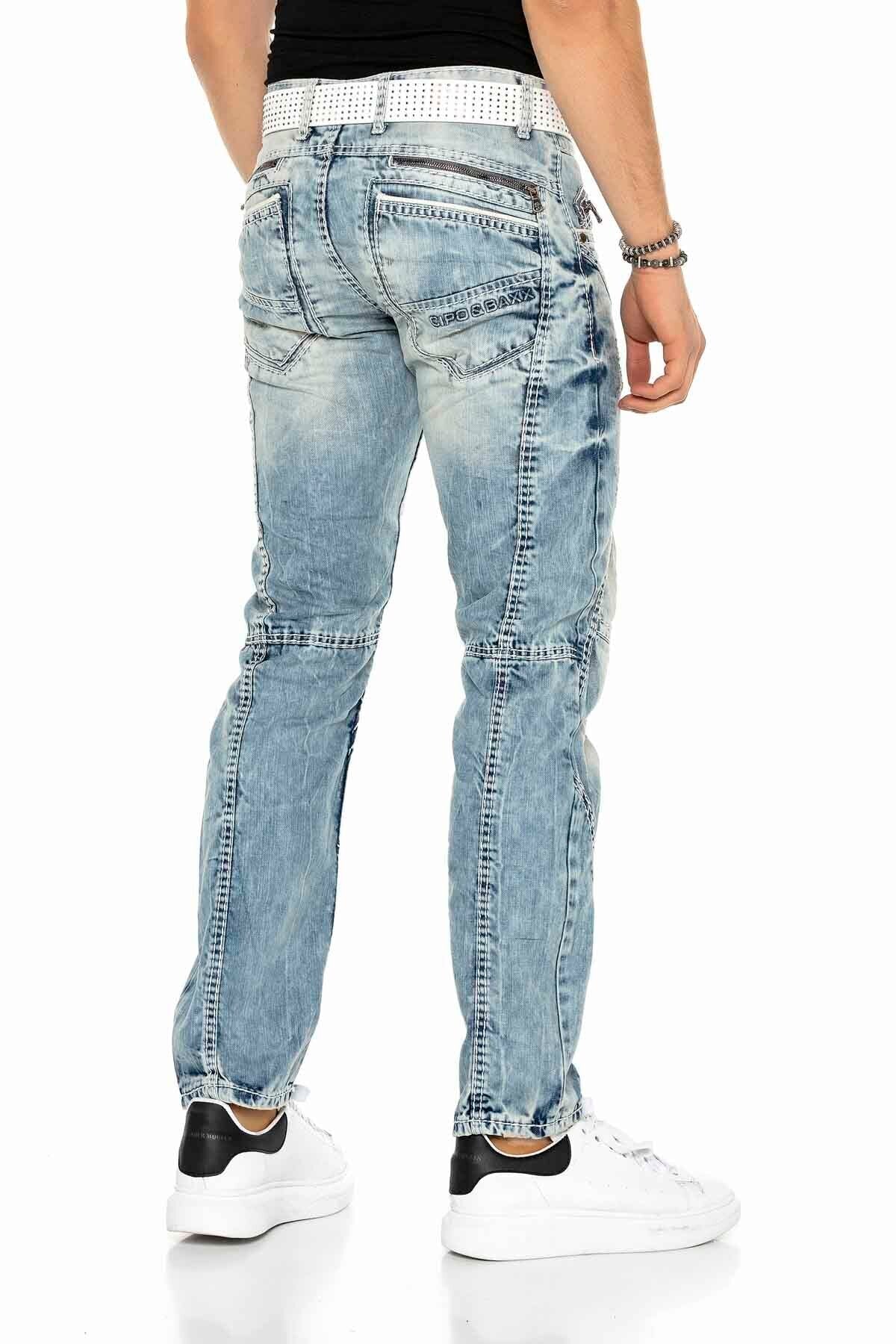 C-0894A Dikişli Eskitme Erkek Jean Pantolon