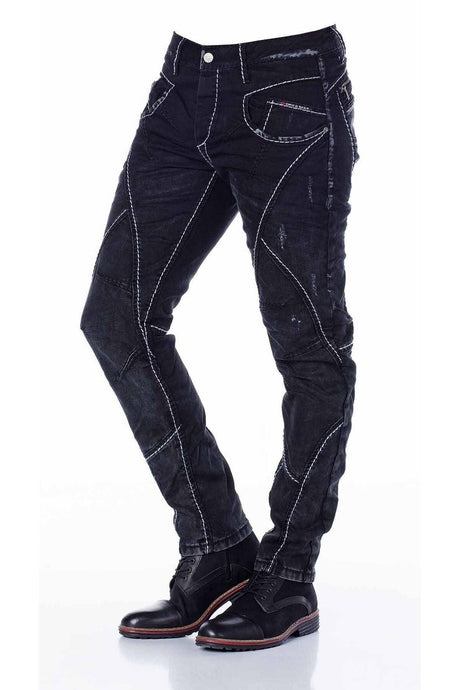 CD288 Parçalı  Dikişli Biker Tarz Jeans Pantolon