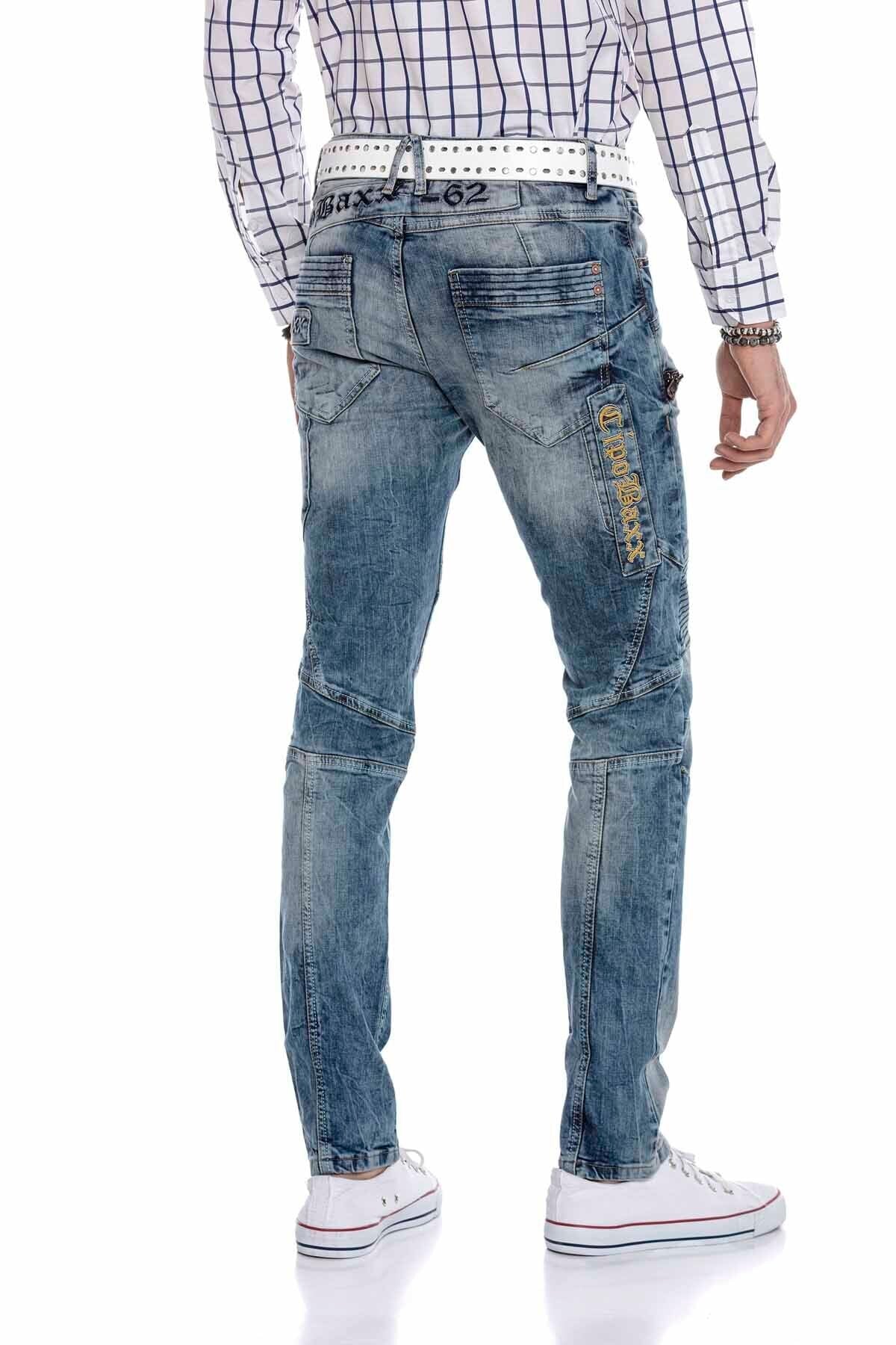 CD293 Dikiş Detaylı Nakışlı Erkek Jean Pantolon