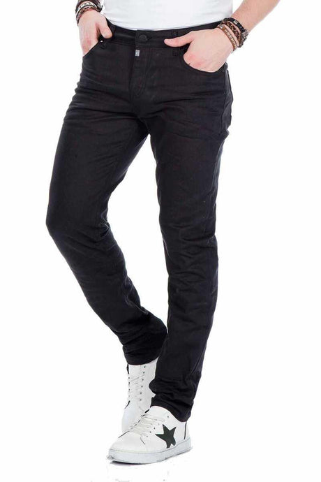 CD410 Erkek Siyah Regular Fit Sade Kot Pantolon