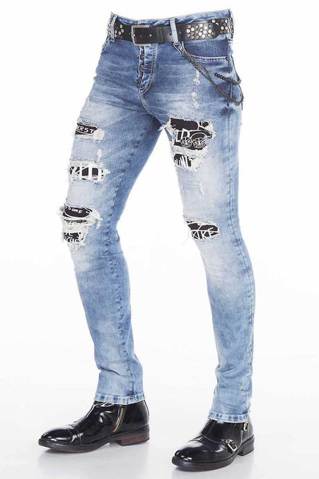 CD417 Yırtık Detaylı Yamalı Kot Pantolon