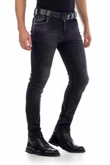 CD426 Eskitilmiş Denim Slim Fit Siyah Erkek Jeans