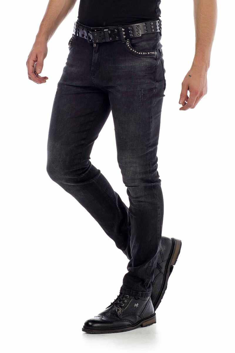 CD426 Eskitilmiş Denim Slim Fit Siyah Erkek Jeans