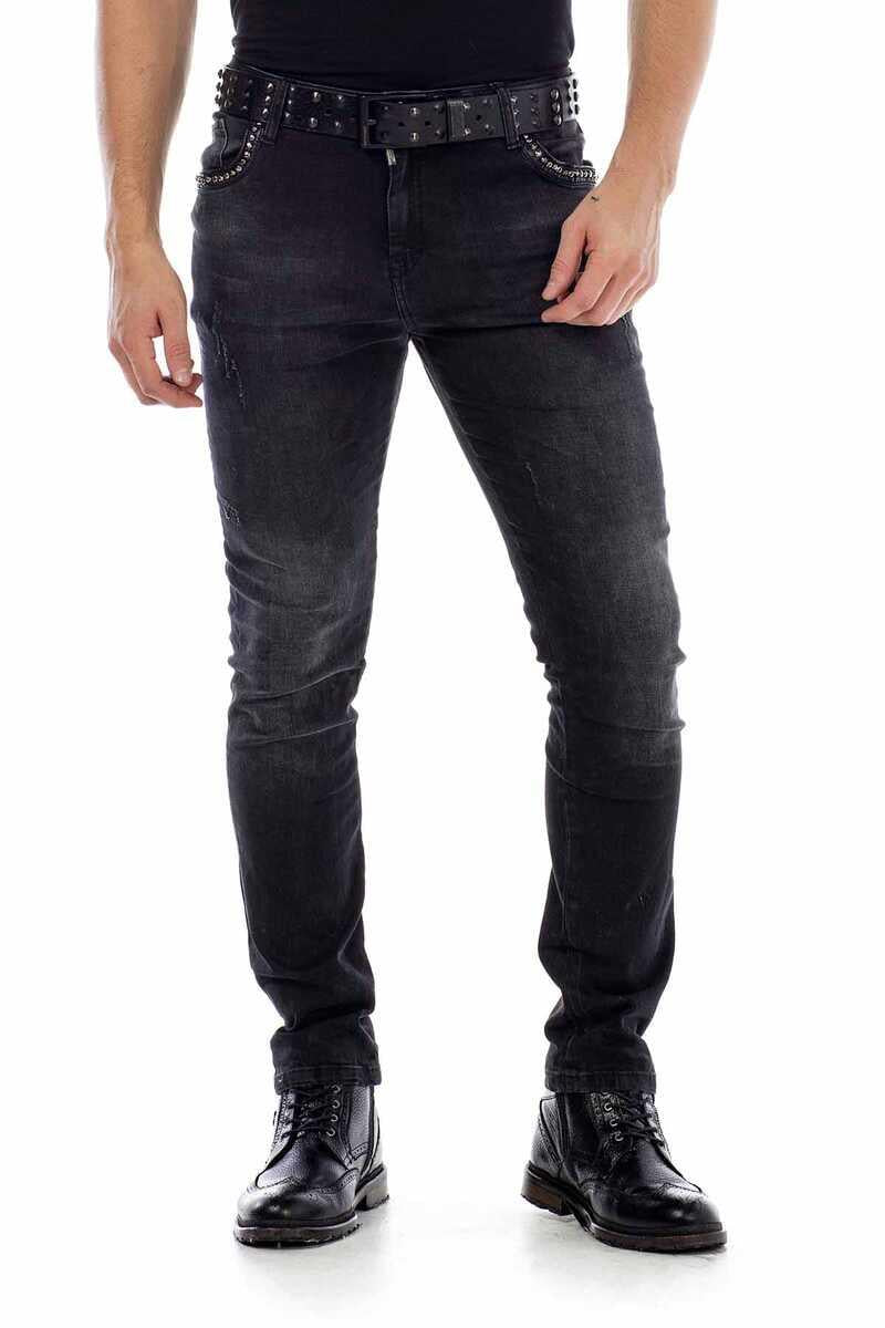 CD426 Eskitilmiş Denim Slim Fit Siyah Erkek Jeans