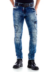 CD478 Motorcu Tarzı Slim  Fit Erkek Kot Pantolon
