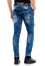 CD478 Motorcu Tarzı Slim  Fit Erkek Kot Pantolon