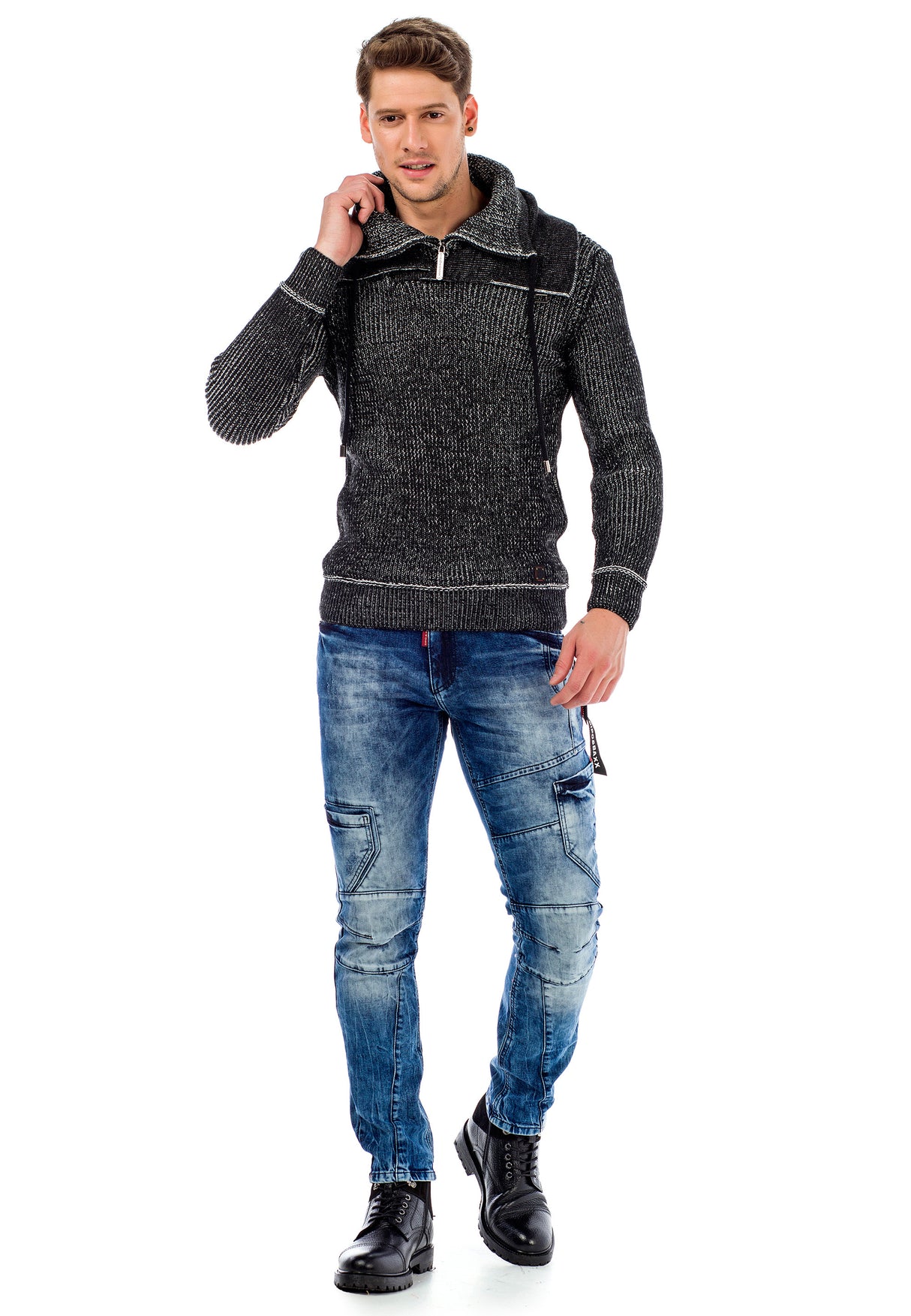 CD478 Motorcu Tarzı Slim  Fit Erkek Kot Pantolon