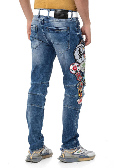 CD490 Erkek Sticker Detaylı Jean Pantolon