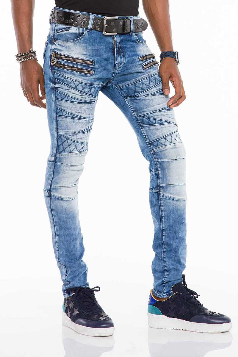 CD505 Desenli Dikişli Skinny Fit Mavi Erkek Jean Pantolon – Cipo