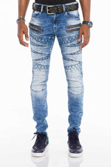 CD505 Desenli Dikişli Skinny Fit Mavi Erkek Jean Pantolon