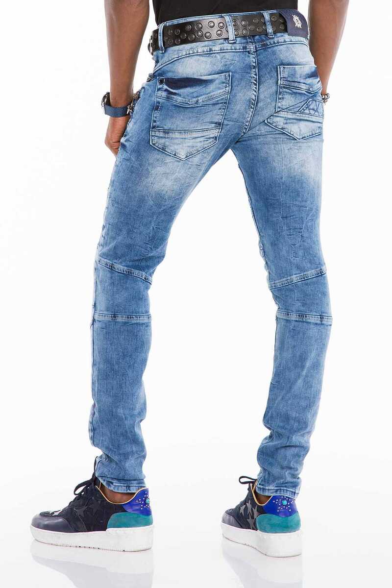 CD505 Desenli Dikişli Skinny Fit Mavi Erkek Jean Pantolon