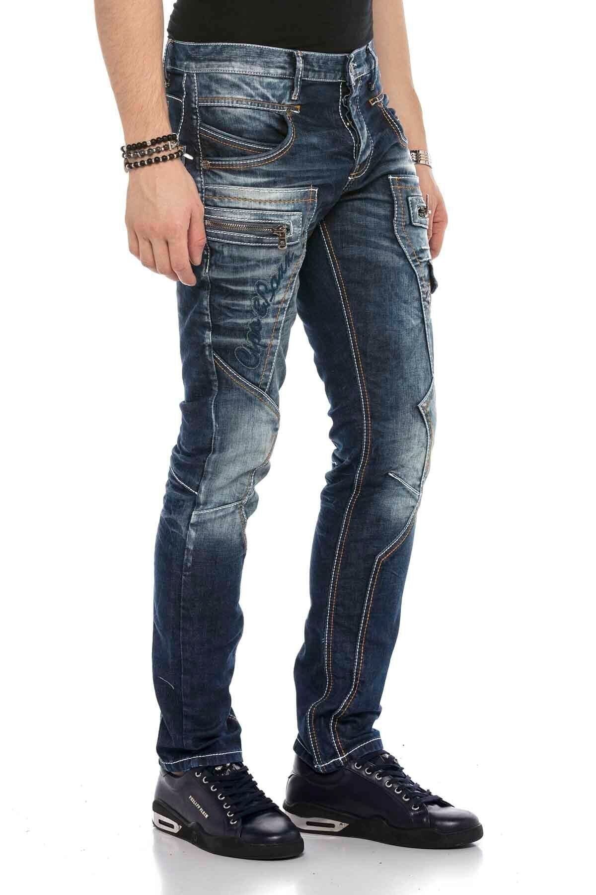 CD584 Parçalı Dikişli Düşük Bel Vintage Erkek Jean Pantolon