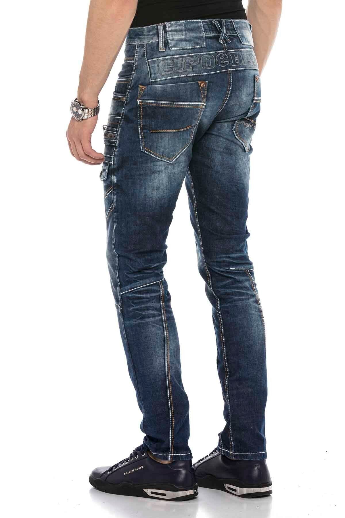 CD584 Parçalı Dikişli Düşük Bel Vintage Erkek Jean Pantolon