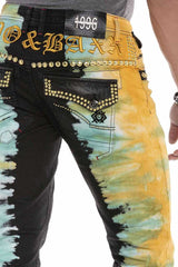 CD664 Sarı Boyamalı Fashion Tarz Erkek Jean Pantolon