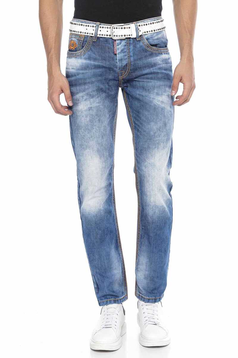 CD669 Kalın Dikiş Detaylı Straight Fit Erkek Jean Pantolon