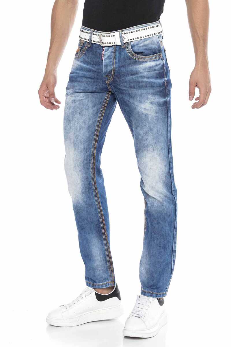 CD669 Kalın Dikiş Detaylı Straight Fit Erkek Jean Pantolon