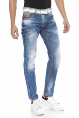 CD669 Kalın Dikiş Detaylı Straight Fit Erkek Jean Pantolon