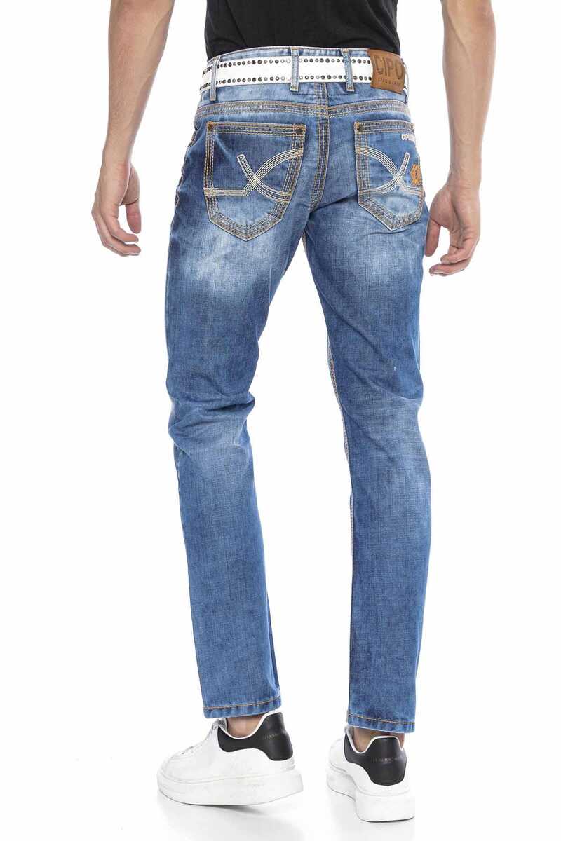 CD669 Kalın Dikiş Detaylı Straight Fit Erkek Jean Pantolon