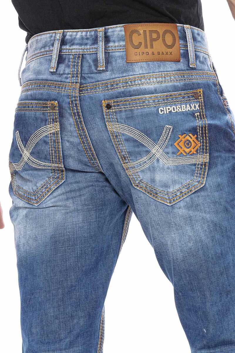 CD669 Kalın Dikiş Detaylı Straight Fit Erkek Jean Pantolon