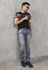 CD699 Gizli Cepli Parçalı Biker Tarz Erkek Jean Pantolon