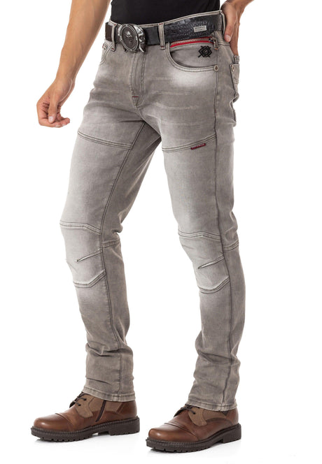 CD699 Gizli Cepli Parçalı Biker Tarz Erkek Jean Pantolon