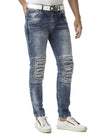 Erkek Slim Fit Mavi Yırtık Detaylı Jean Pantolon CD898