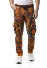 Erkek Straight Fit Turuncu Siyah Kargo Cepli Detaylı Pantolon CD902