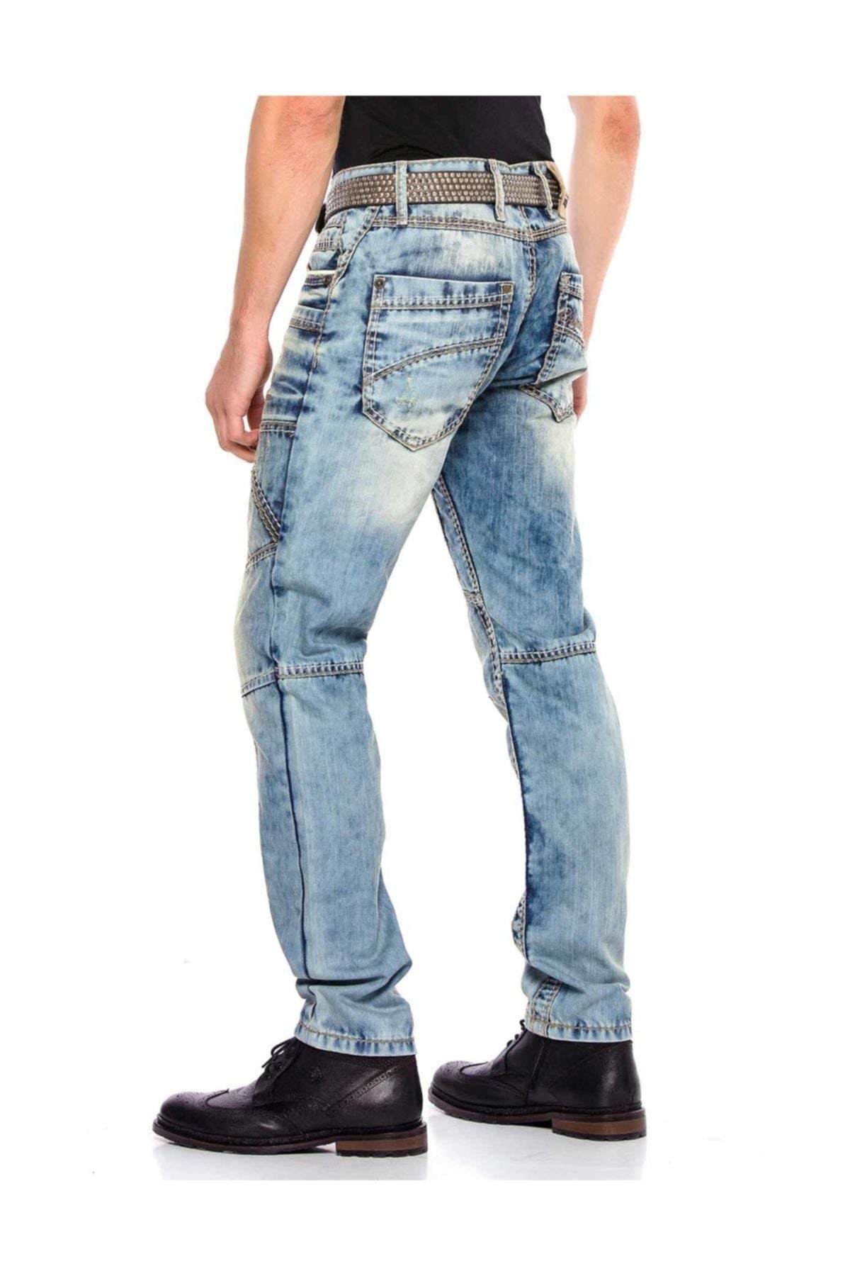 CD535  Dikişli Cepli Açık Erkek Kot Jeans