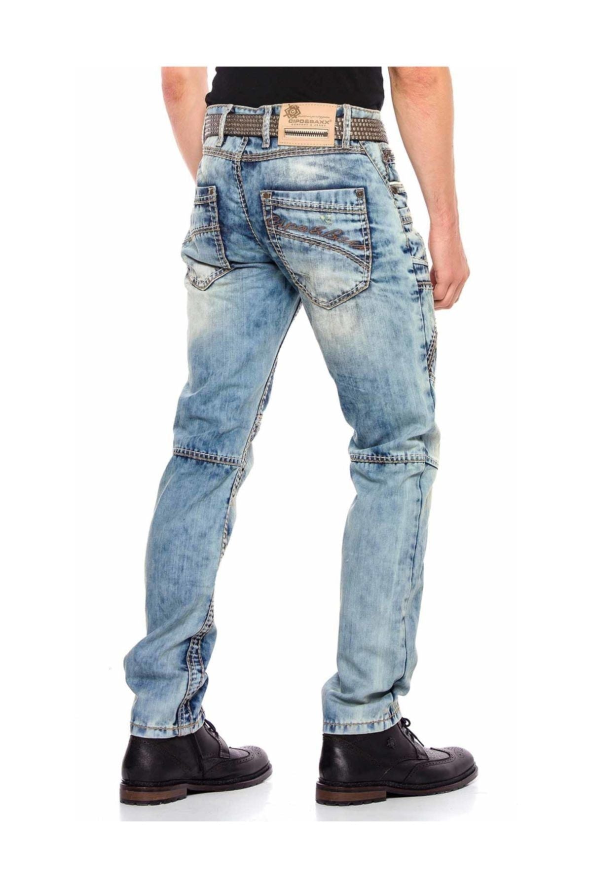 CD535  Dikişli Cepli Açık Erkek Kot Jeans