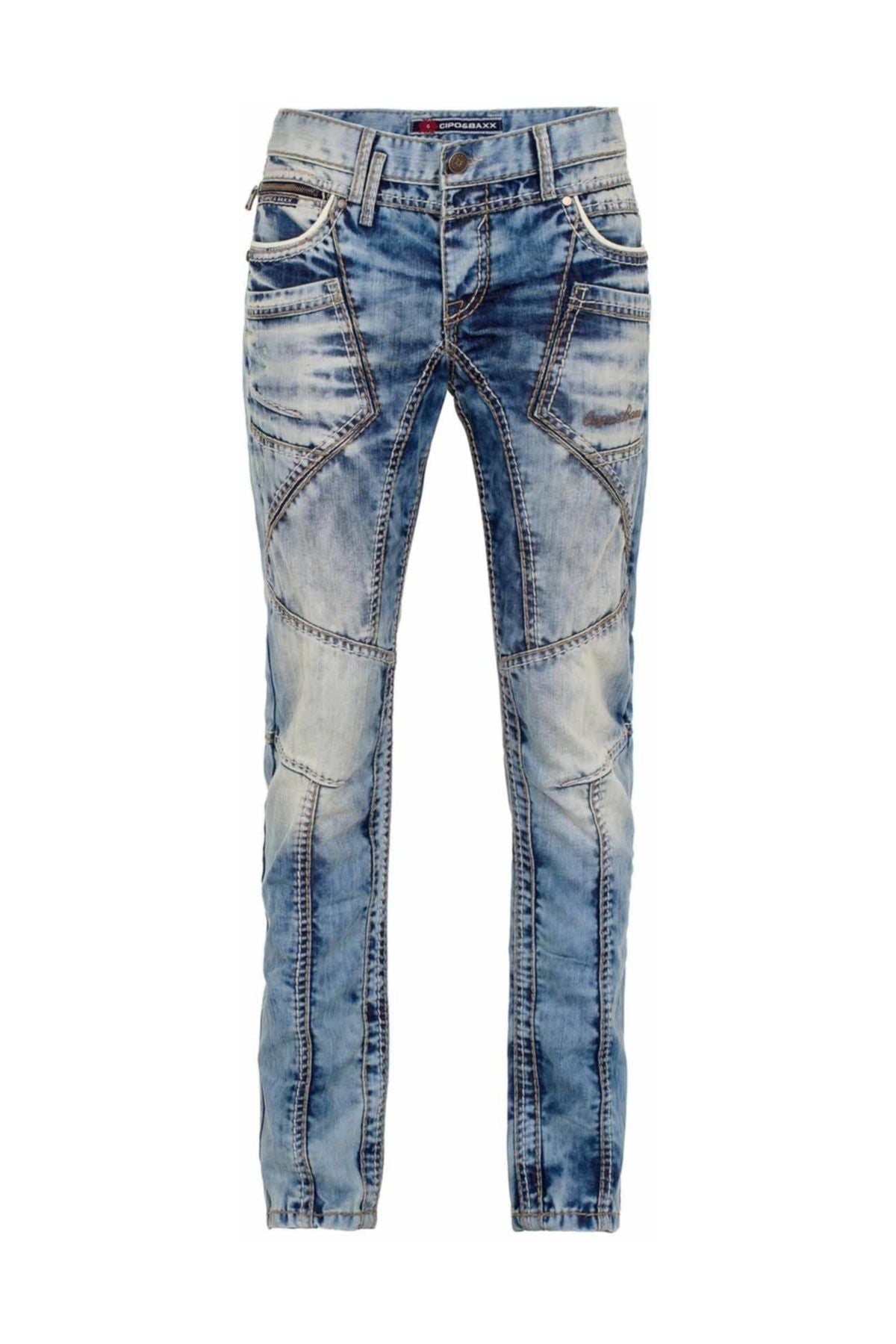 CD535  Dikişli Cepli Açık Erkek Kot Jeans