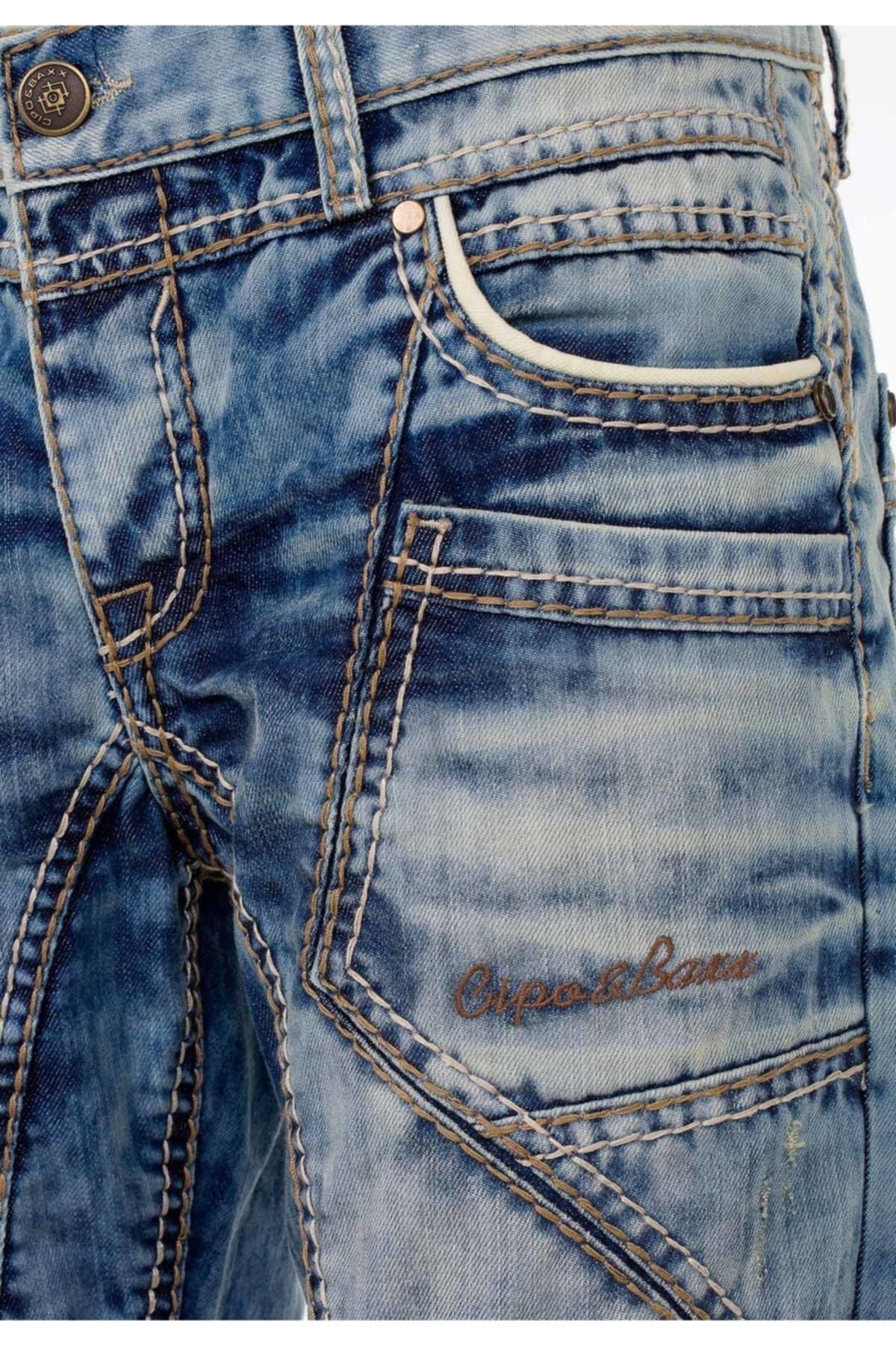 CD535  Dikişli Cepli Açık Erkek Kot Jeans