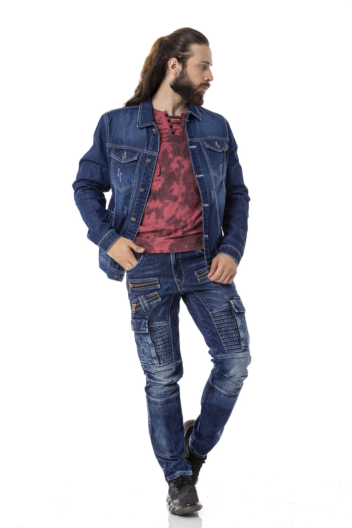 CJ289 Matte Pastel-Tone Men's Denim Jacket
