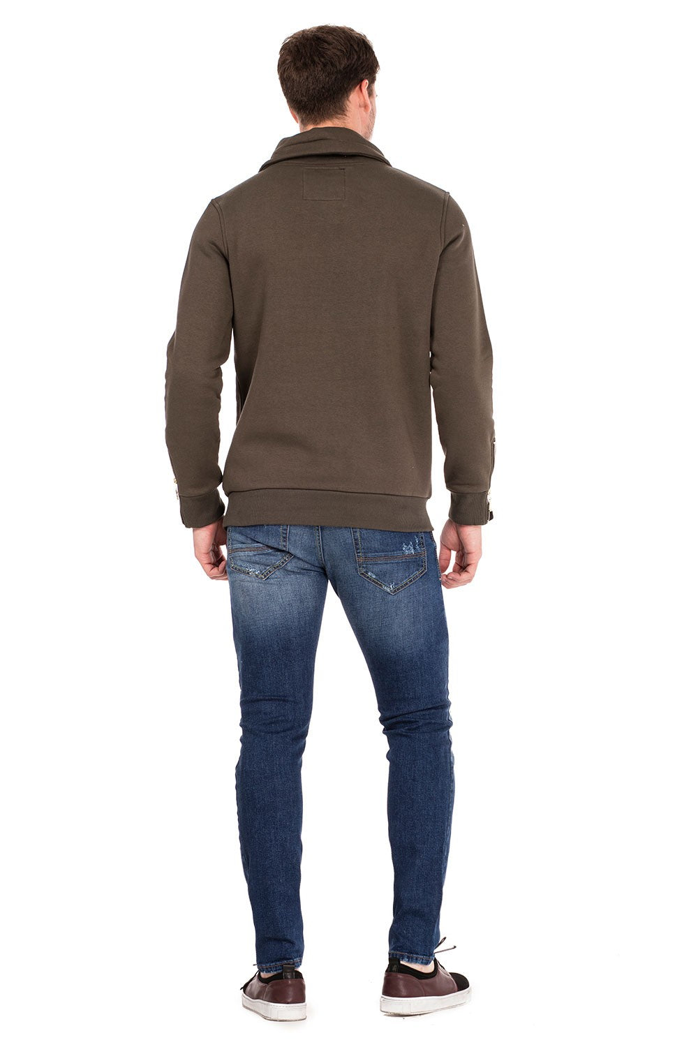 CL324 Fermuarlı Kabartma Detaylı  Erkek Sweatshirt
