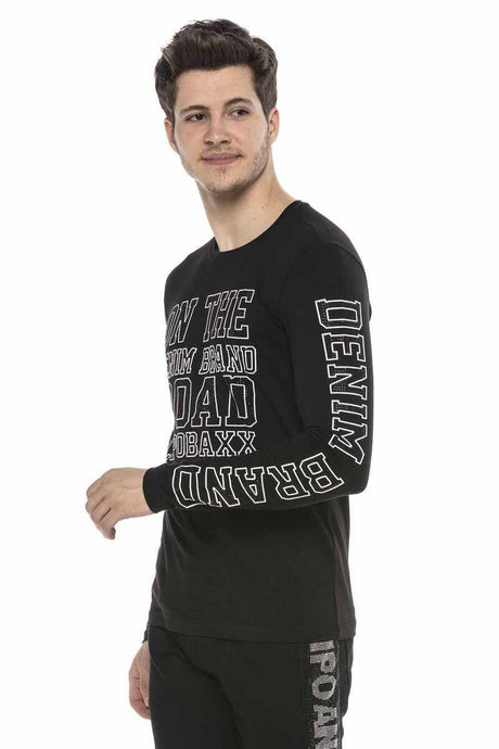 CL379 Parlak Taşlı Baskılı İnce Erkek Sweatshirt