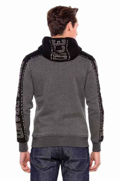 CL381 Metal Droplu Taşlı Kapşonlu Kışlık Sweatshirt